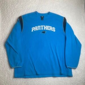 Y2K Carolina panthers men's blue embroidered crew‎ neck sweatshirt fleece xl